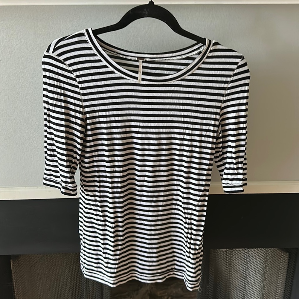 Black and white stripped Free People three-quarter length sleeves